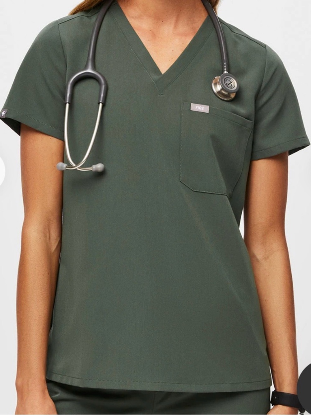 Figs Moss Olive Green Catarina One Pocket Scrub Top Shirt Size XS Women’s
